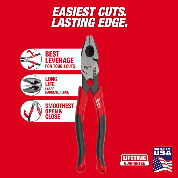 Milwaukee 9" Lineman's Comfort Grip Pliers w/ Thread Cleaner (USA)