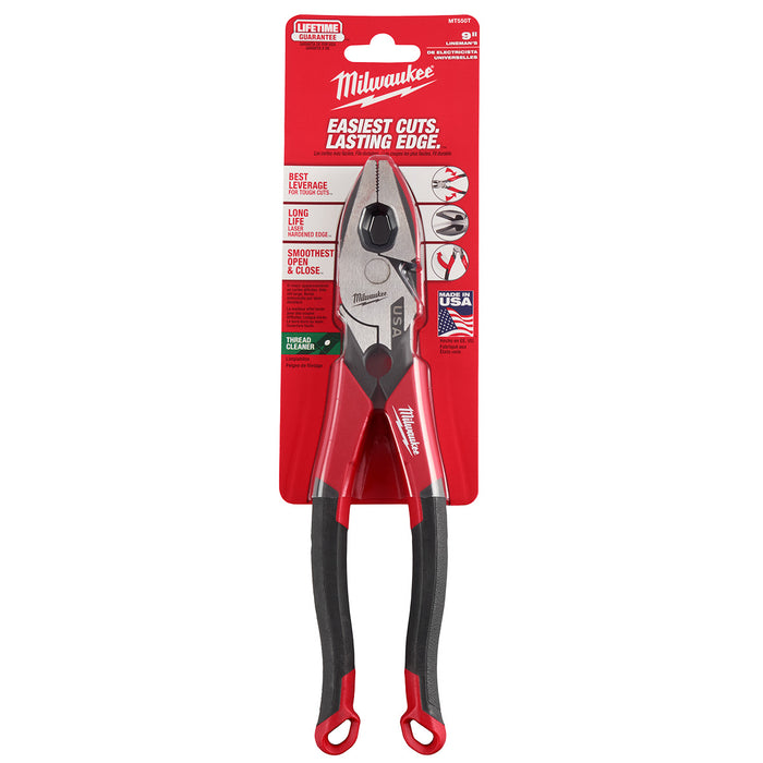 Milwaukee 9" Lineman's Comfort Grip Pliers w/ Thread Cleaner (USA)