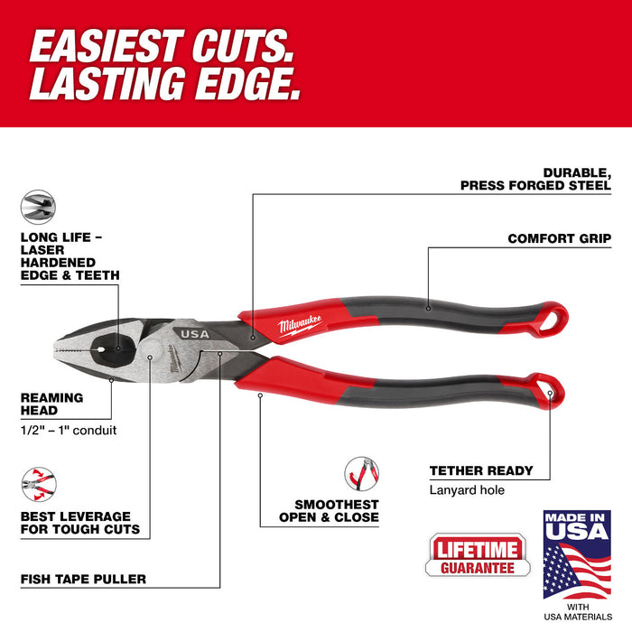 Milwaukee 9" Lineman's Comfort Grip Pliers (USA)
