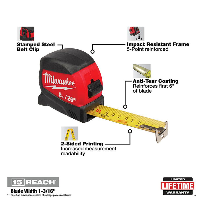 Milwaukee Imperial/Metric Compact Wide Blade Tape Measure