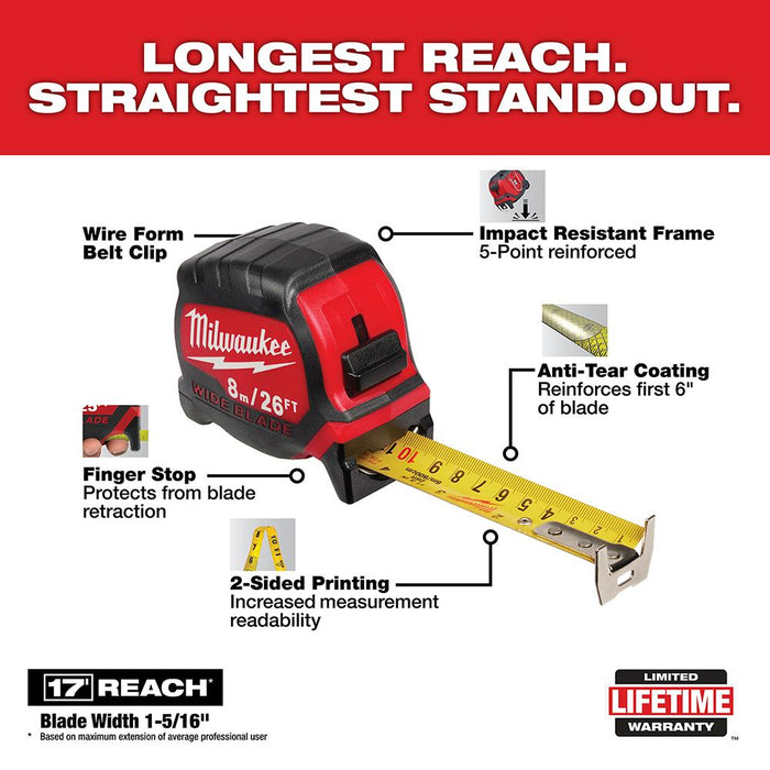 Milwaukee Imperial/Metric Wide Blade Tape Measure