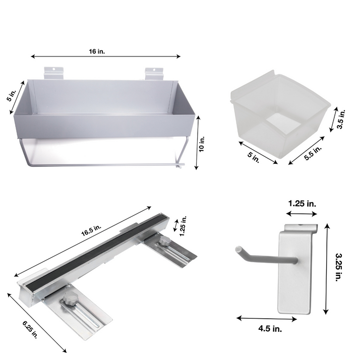 Crownwall 10 Piece Organizing Kit Slatwall Accessory