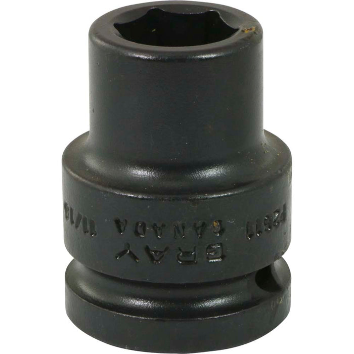 Gray Tools 3/4" Drive, 6 Point Impact Black Industrial Finish, Standard Length SAE Socket