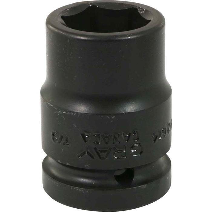 Gray Tools 3/4" Drive, 6 Point Impact Black Industrial Finish, Standard Length SAE Socket