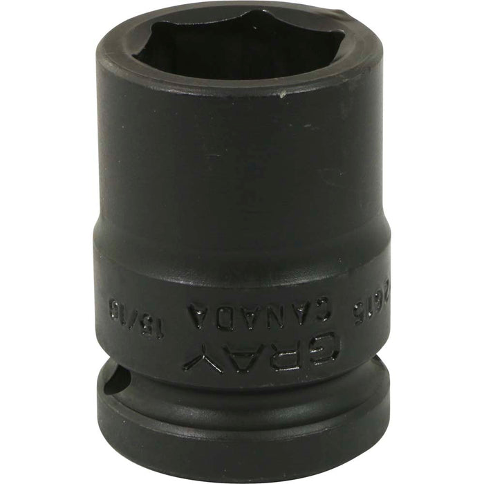 Gray Tools 3/4" Drive, 6 Point Impact Black Industrial Finish, Standard Length SAE Socket