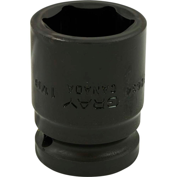Gray Tools 3/4" Drive, 6 Point Impact Black Industrial Finish, Standard Length SAE Socket