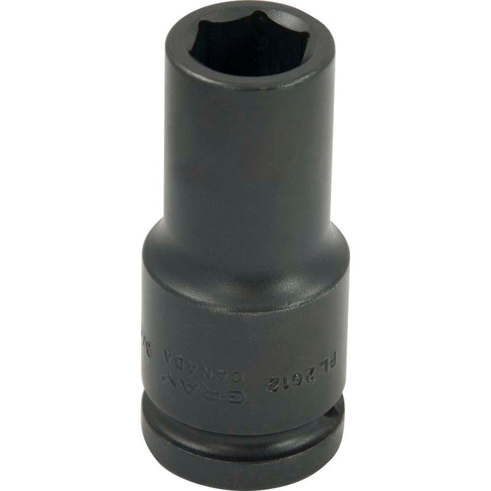 Gray Tools 3/4" Drive, 6 Point Impact Black Industrial Finish, Deep Length SAE Socket