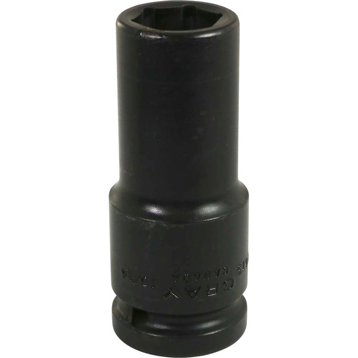 Gray Tools 3/4" Drive, 6 Point Impact Black Industrial Finish, Deep Length SAE Socket