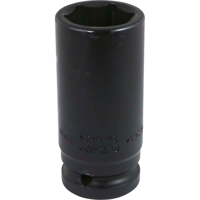Gray Tools 3/4" Drive, 6 Point Impact Black Industrial Finish, Deep Length SAE Socket