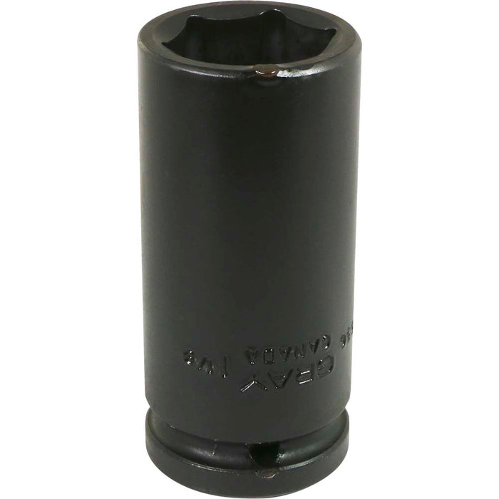 Gray Tools 3/4" Drive, 6 Point Impact Black Industrial Finish, Deep Length SAE Socket