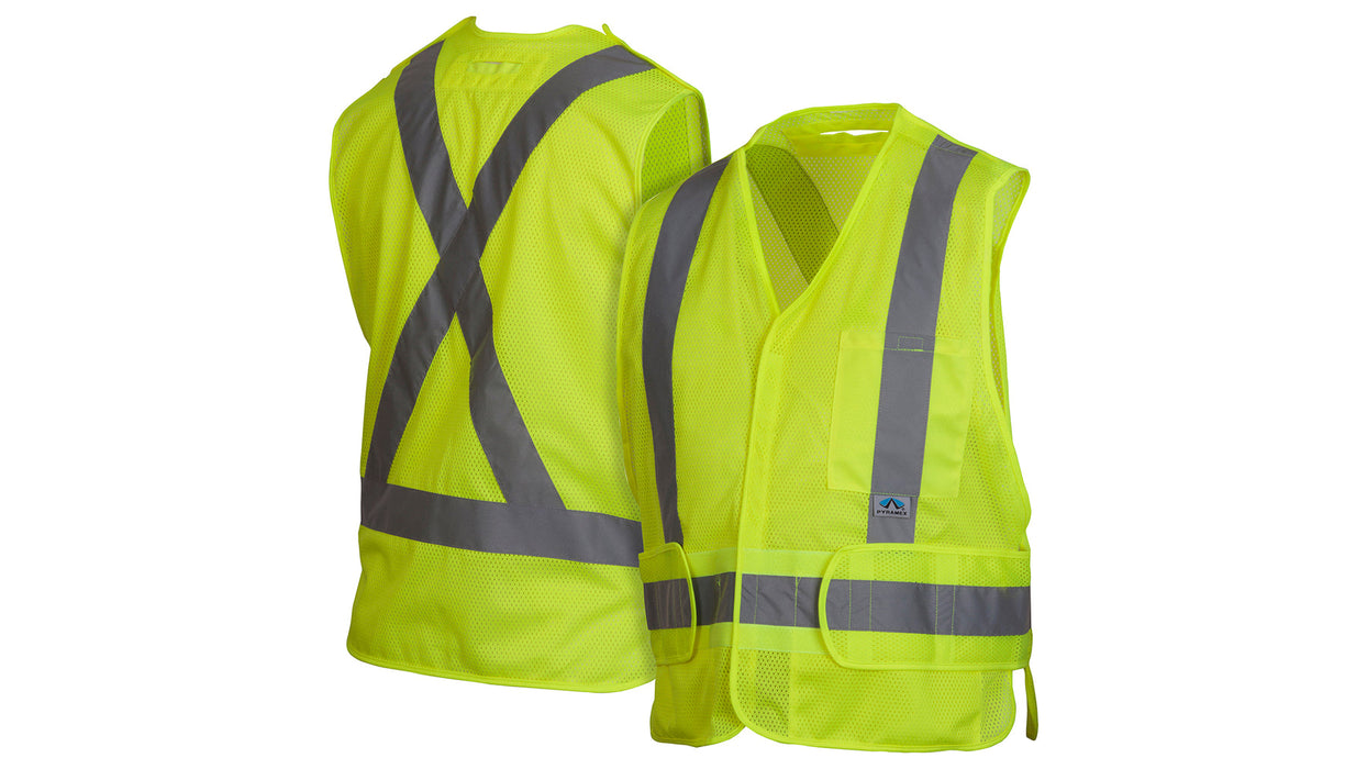 Pyramex RCA25SE Series Hi-Vis Lime Safety Vest w/ Reflective Tape