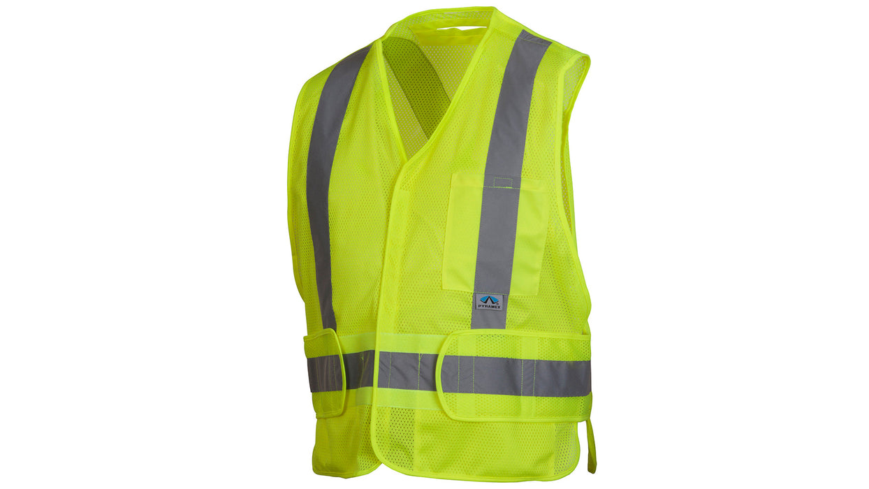 Pyramex RCA25SE Series Hi-Vis Lime Safety Vest w/ Reflective Tape