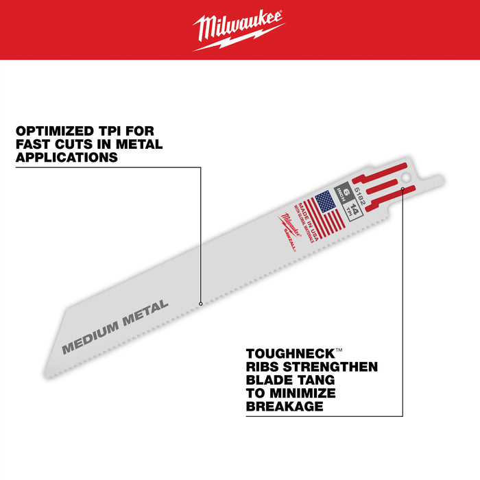 Milwaukee 9" 18 TPI SAWZALL Blade for Medium Metal