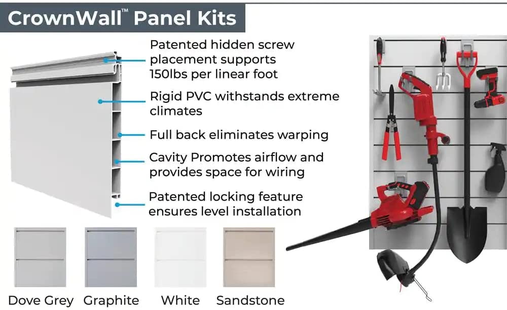 Crownwall 6" Slatwall Panel Kit (32 sq. ft) - 8ft x 4ft