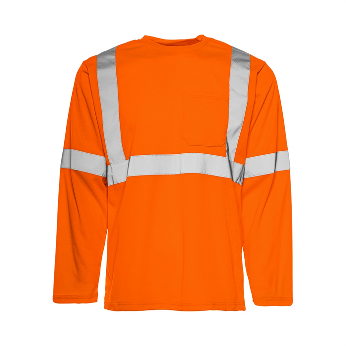 Wasip TT6 Long Sleeve Polyester Traffic T-Shirt w/ 2" Reflective Tape