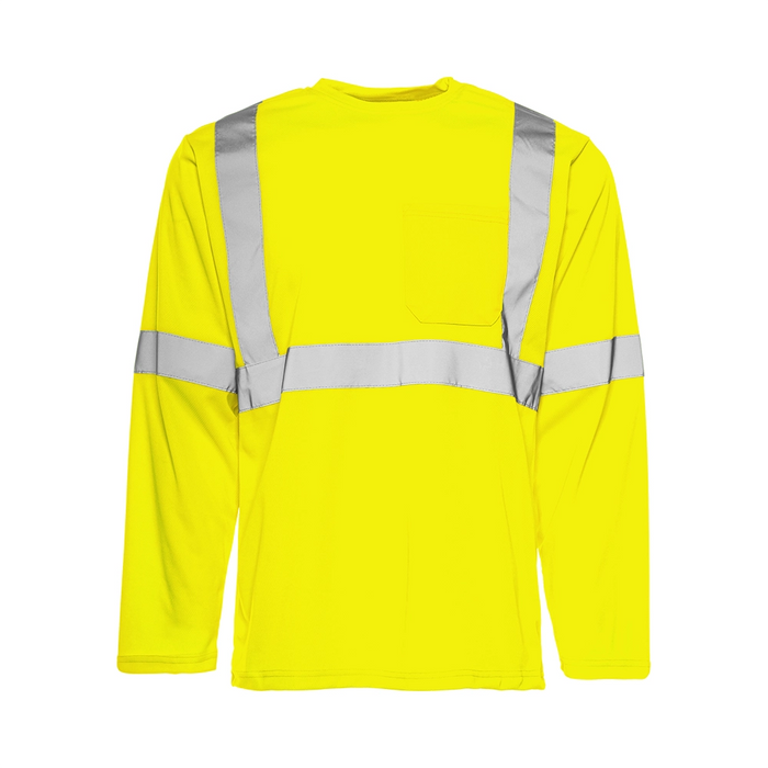 Wasip TT6 Long Sleeve Polyester Traffic T-Shirt w/ 2" Reflective Tape