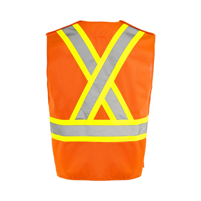 Wasip 5 Pt. Tearaway Solid Traffic Vest w/ 4"Reflective Tape & 4 Pockets