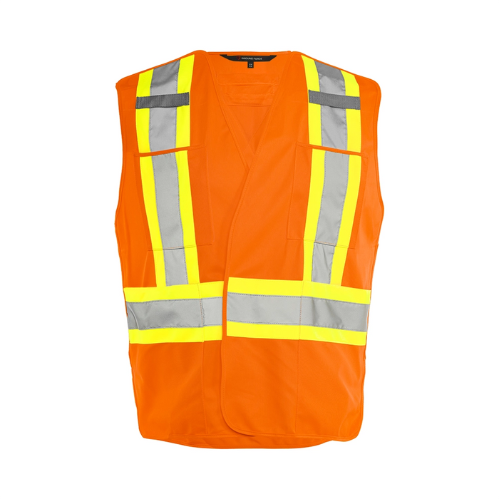 Wasip 5 Pt. Tearaway Solid Traffic Vest w/ 4"Reflective Tape & 4 Pockets