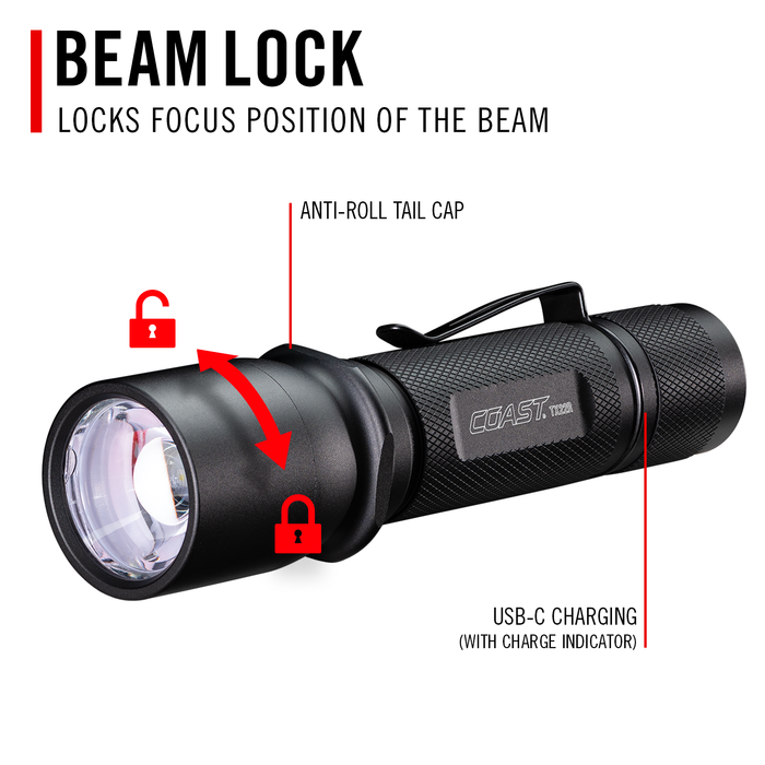 Coast TX11R Rechargeable Long Range Focus Flashlight