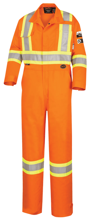 Pioneer Hi-Vis 100% Cotton Flame Resistant Safety Coveralls
