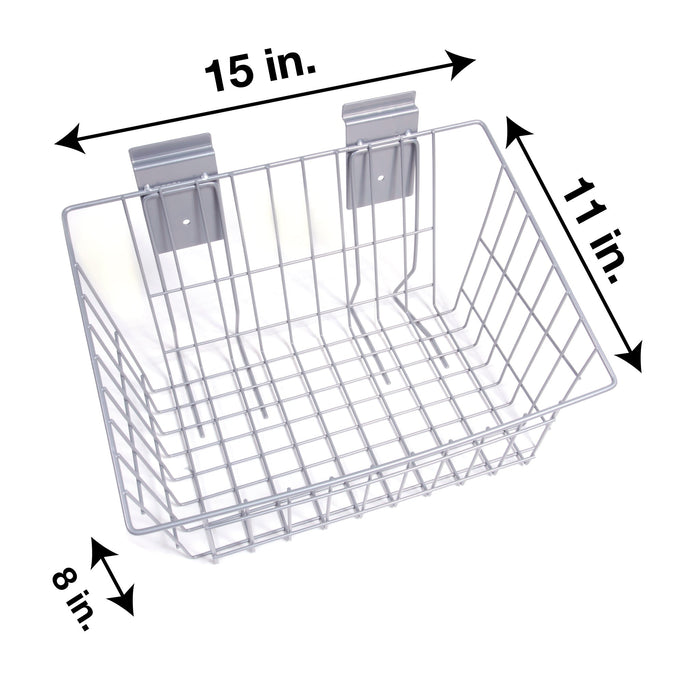 Crownwall Medium Wire Basket Slatwall Accessory - 15" x 11" x 8"