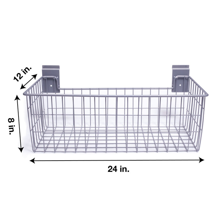 Crownwall Large Wire Basket Slatwall Accessory - 24" x 12" x 8"