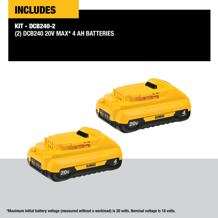 Dewalt 2PK 20V Max XR Compact Li-ion Battery - 4.0Ah