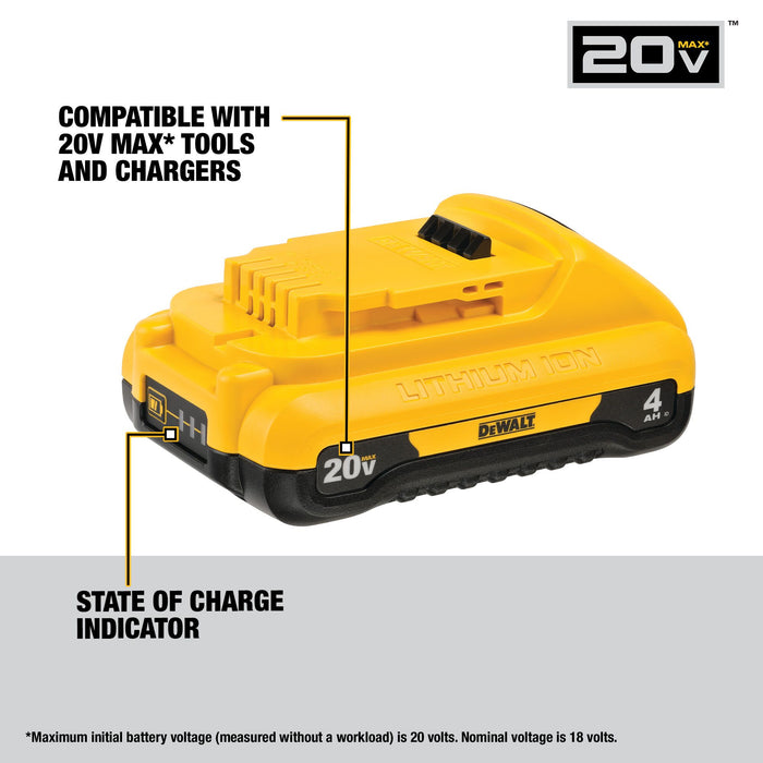 Dewalt 2PK 20V Max XR Compact Li-ion Battery - 4.0Ah