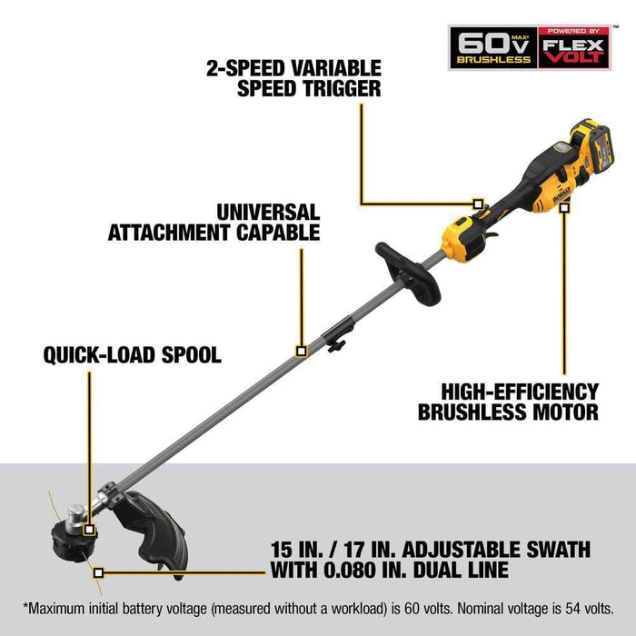 DeWalt 60V MAX 17" Brushless Attatchment Capable String Trimmer and Blower Combo Kit
