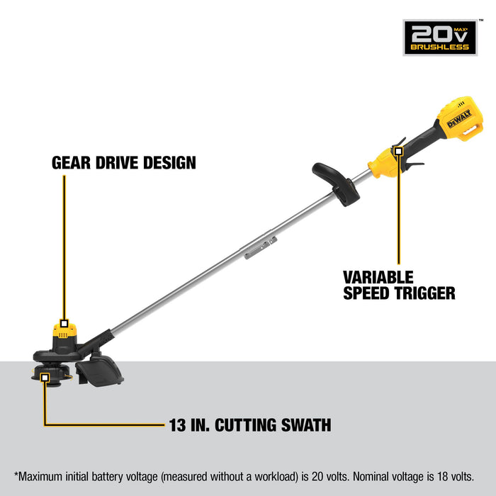 DeWalt 20V MAX 13" Brushed String Trimmer - Tool Only