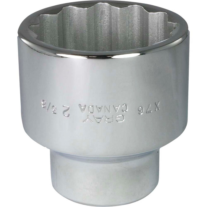 Gray Tools 1" Drive, Mirror Chrome Finish, 12 Point Standard Length Sockets