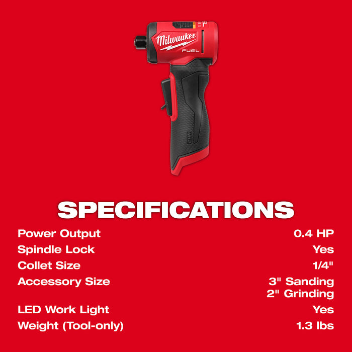Milwaukee M12 FUEL 1/4" Right Angle Die Grinder - Tool Only