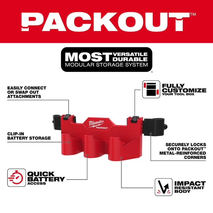 Milwaukee PACKOUT™ Tool Box M12™ Battery Rack Attachment