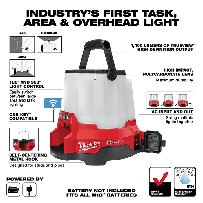 Milwaukee M18 Cordless RADIUS LED Compact Site Light with ONE-KEY  - Tool Only