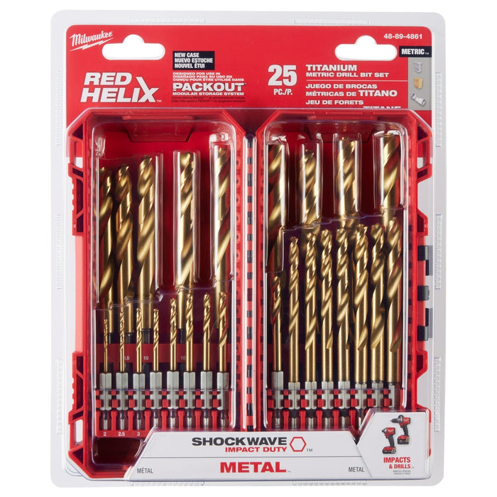 Milwaukee SHOCKWAVE RED HELIX Titanium Drill Bit Set (Metric) - 25 pc.