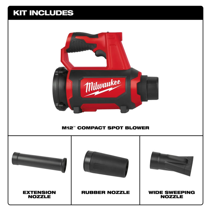 Milwaukee M12 Cordless Compact Spot Blower - Tool Only