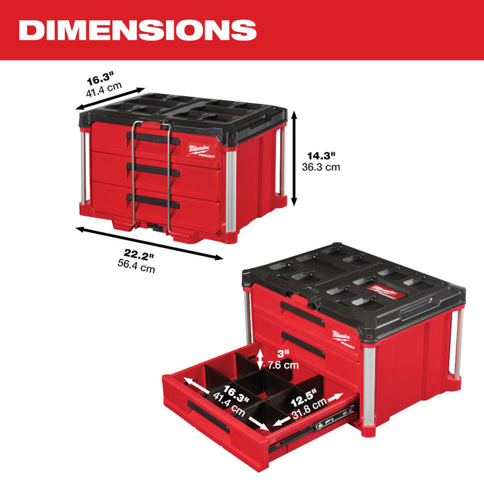 Milwaukee PACKOUT 3-Drawer Tool Box