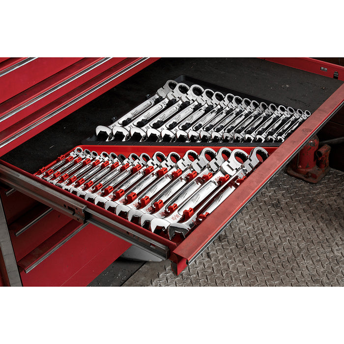 Milwaukee 15 pc. SAE Flex Head Ratcheting Combination Wrench Set