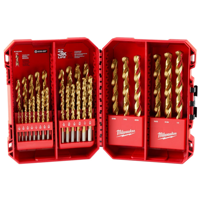 Milwaukee Thunderbolt Titanium Coated Drill Bit Set - 29 Piece