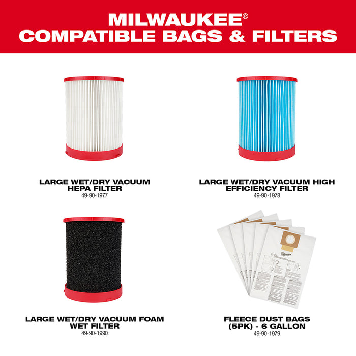 Milwaukee M18 FUEL 6 gal. Wet/Dry Vacuum - Tool Only