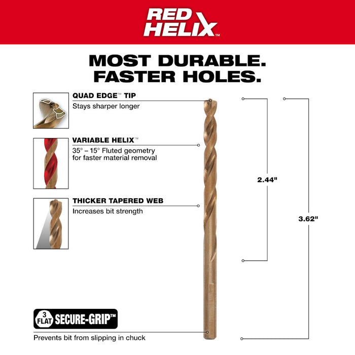 Milwaukee RED HELIX Cobalt Drill Bit
