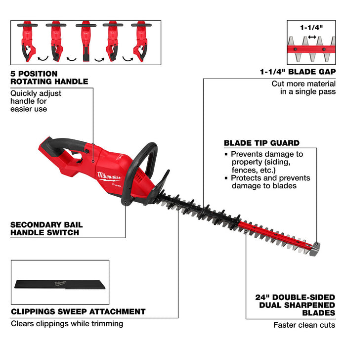 Milwaukee M18 FUEL 24" Cordless Hedge Trimmer - Tool Only