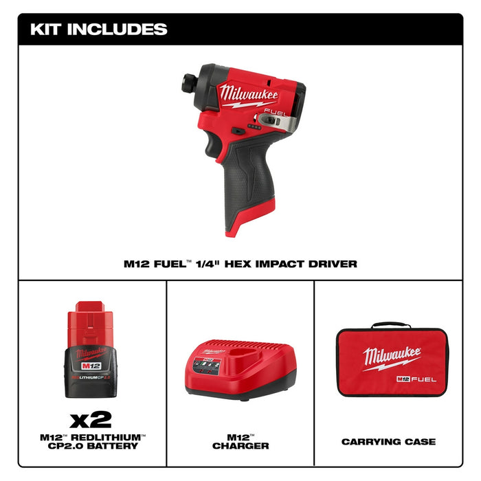 Milwaukee M12 FUEL 1/4" Impact Driver Kit