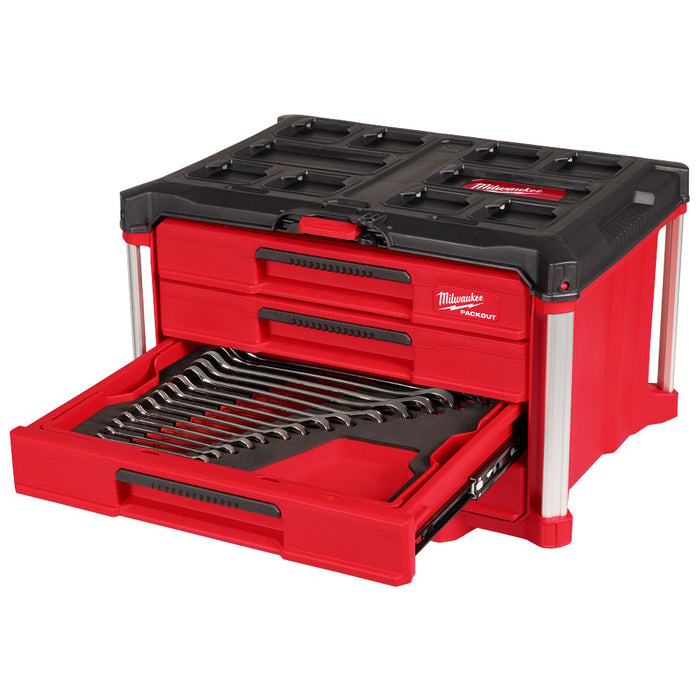 Millwaukee 60 pc. Metric & SAE Wrench Set w/ PACKOUT 4-Drawer Toolbox