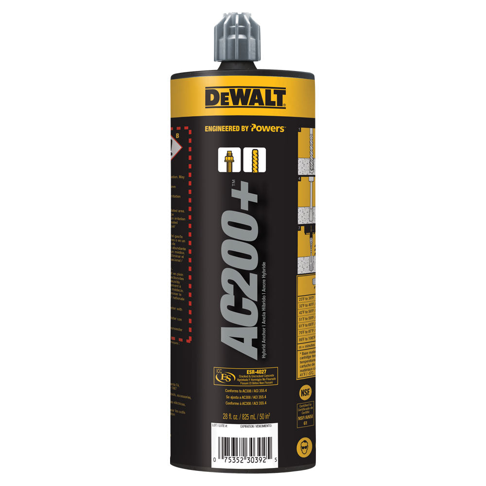 Ac200 DeWalt Powers AC200+™ QUICKSHOT Acrylic Injection Adhesive Anchoring S ...