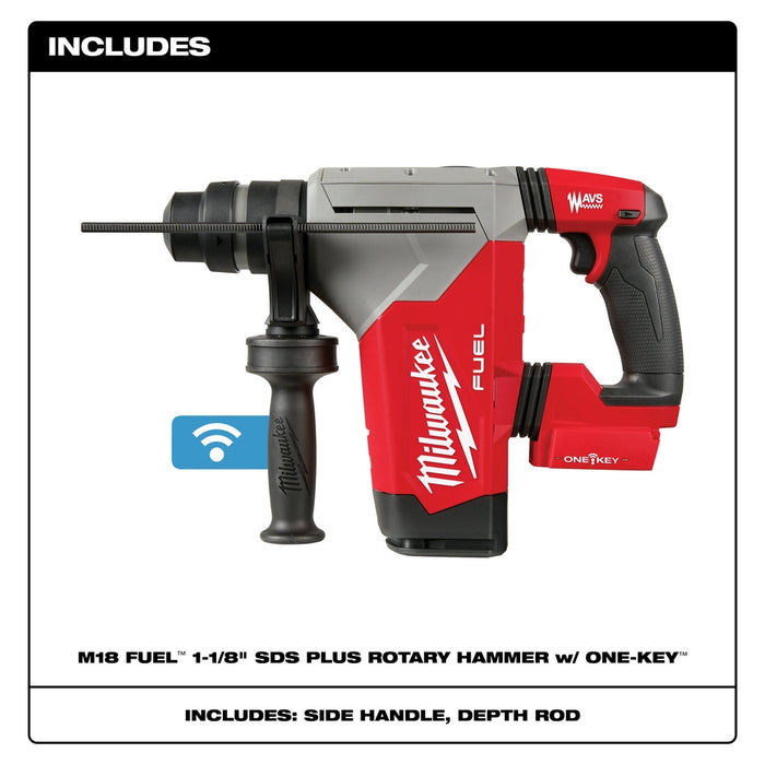 Milwaukee M18 FUEL 1-1/8" SDS Plus Rotary Hammer w/ ONE-KEY - Tool Only