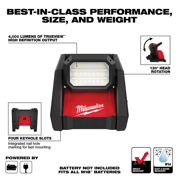 Milwaukee M18 Cordless ROVER Dual Power Flood Light - Tool Only