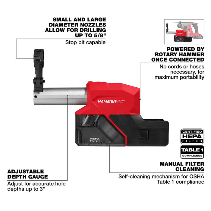 Milwaukee M18 FUEL HAMMERVAC 5/8" Dedicated Dust Extractor