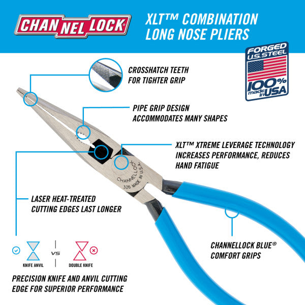 Channellock XLT Combination Long Nose Pliers With Cutter