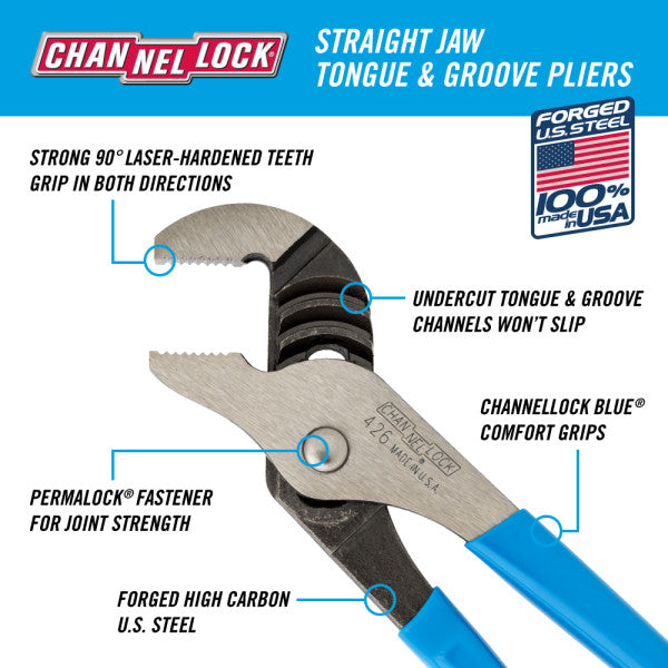 Channellock Straight Jaw Tongue & Groove Pliers